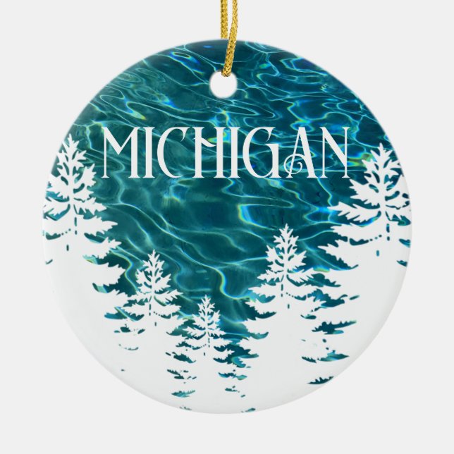 I heart  Michigan customisable text Ceramic Ornament (Front)