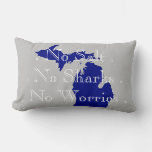 I heart Michigan, no sharks, salt, worries! Lumbar Cushion