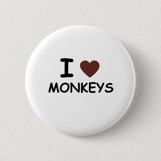 I HEART MONKEYS 6 CM ROUND BADGE