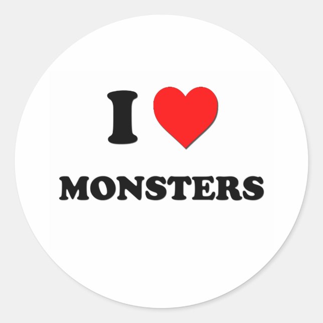 I Heart Monsters Classic Round Sticker (Front)