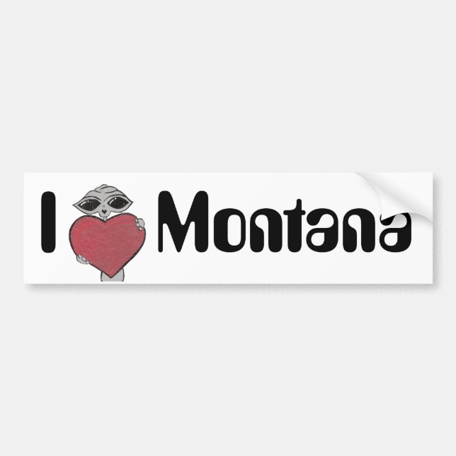 I Heart Montana Alien Bumper Sticker (Front)
