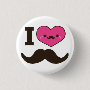 I Heart Moustaches 3 Cm Round Badge