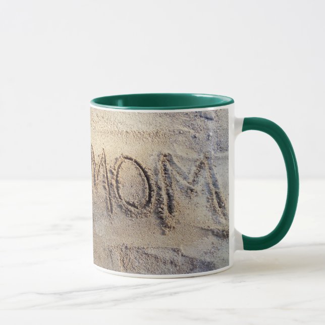 I heart Mum, sand writing beach love mug (Right)