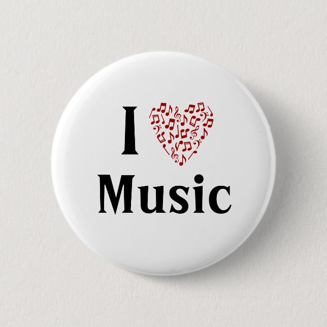 I Heart Music Customisable Button (Front)