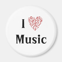 I Heart Music Red Love Music Notes Magnet