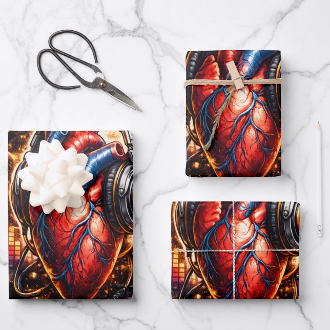 I Heart Music Wrapping Paper Sheet (Front)