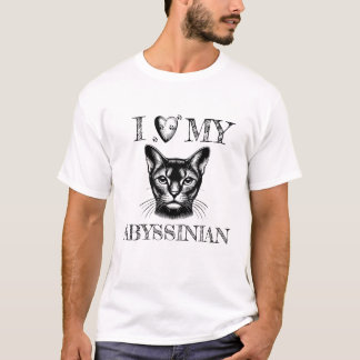 I Heart My Abyssinian Cat and Pawprints Black T-Shirt