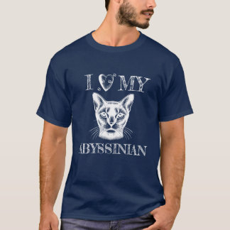 I Heart My Abyssinian Cat and Pawprints White T-Shirt