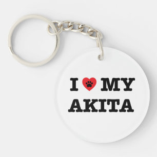 I Heart My Akita Acrylic Keychain