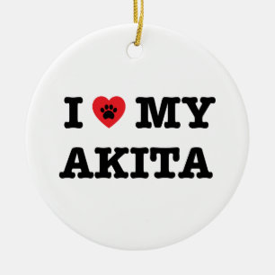 I Heart My Akita Ornament
