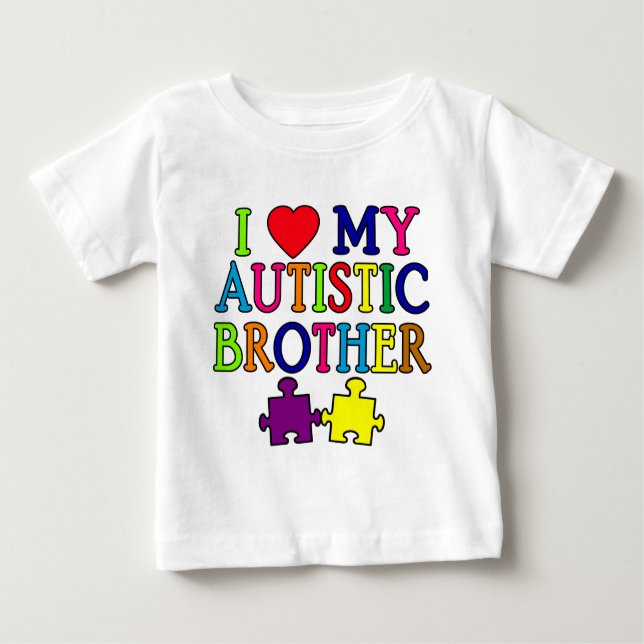 I Heart My Autistic Brother Baby T-Shirt (Front)