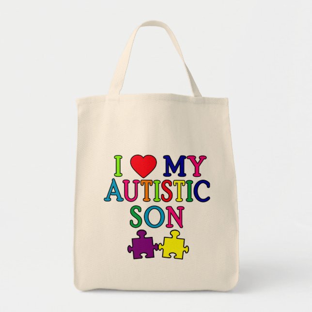 I Heart My Autistic Son Tote Bag (Front)