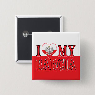 I Heart My Babcia 15 Cm Square Badge