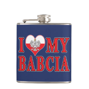 I Heart My Babcia Hip Flask