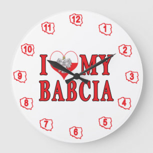 I Heart My Babcia Large Clock