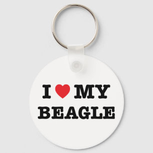 I Heart My Beagle Button Keychain