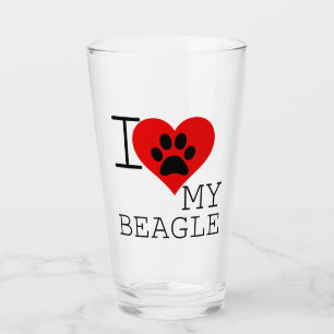 I heart my beagle glass