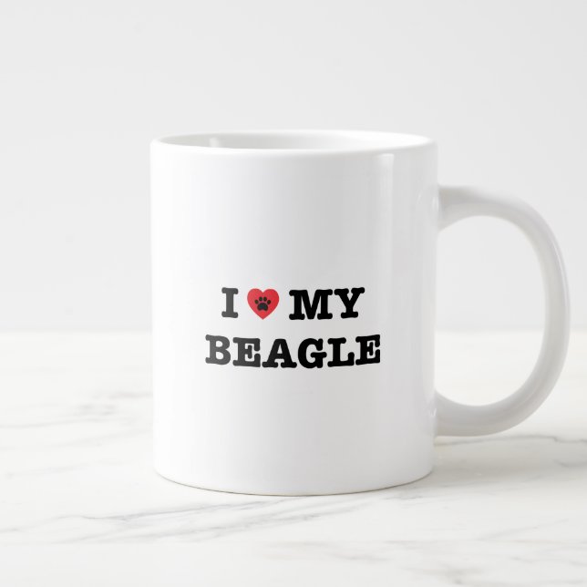 I Heart My Beagle Jumbo Coffee Mug (Right)