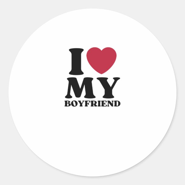 I Heart My BF Boyfriend Classic Round Sticker (Front)