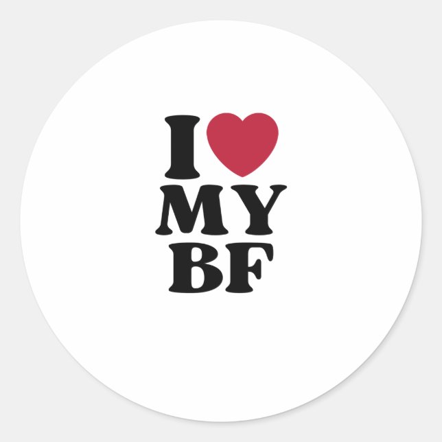 I Heart My BF Boyfriend Classic Round Sticker (Front)