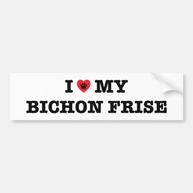 I Heart My Bichon Frise Bumper Sticker (Front)