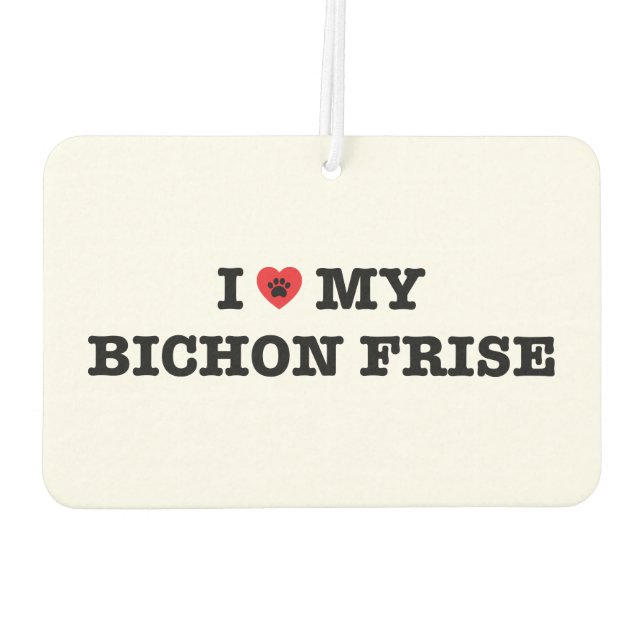 I Heart My Bichon Frise Car Air Freshener (Back)