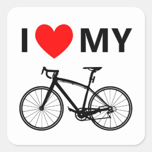         I Heart My Bike Cool Fun Cute Bicycle Love Square Sticker