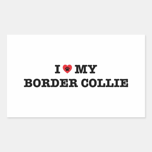 I Heart My Border Collie Rectangular Sticker (Front)