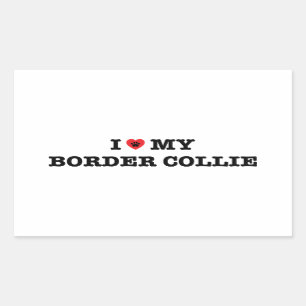 I Heart My Border Collie Rectangular Sticker