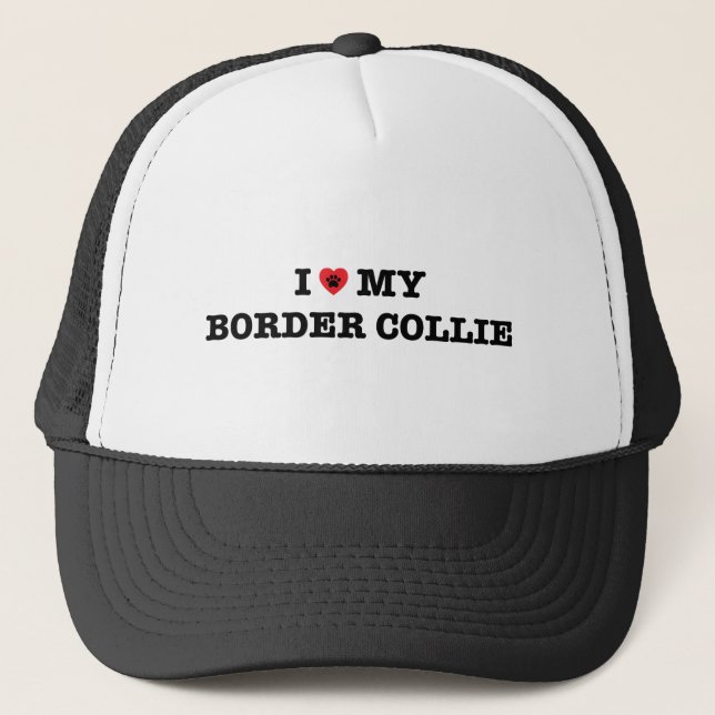 I Heart My Border Collie Trucker Hat (Front)