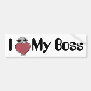 I Heart My Boss Alien Bumper Sticker