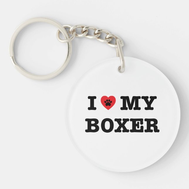 I Heart My Boxer Acrylic Keychain (Front)