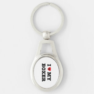 I Heart My Boxer Metal Keychain