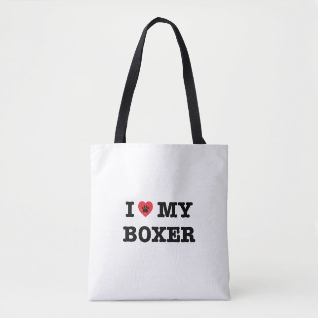 I Heart My Boxer Tote Bag (Front)