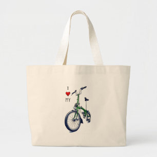 I heart my Brompton (green) Large Tote Bag
