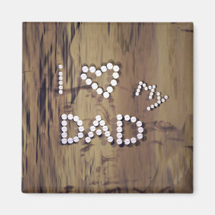 I Heart My Dad on Wood Graphic Magnet