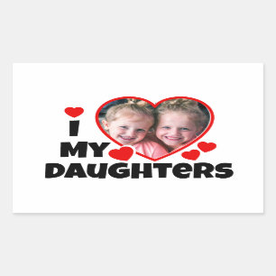 I Heart My Daughters Personalised Photo Rectangular Sticker