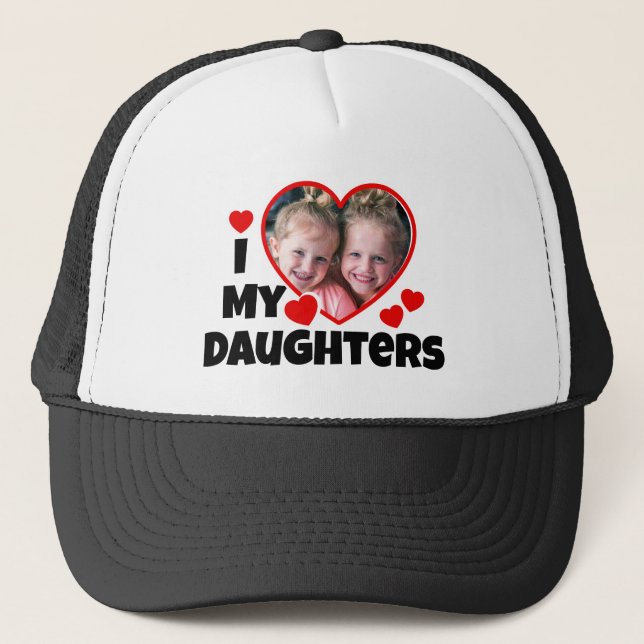 I Heart My Daughters Personalised Photo Trucker Hat (Front)