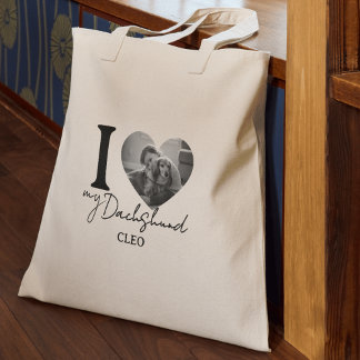 I Heart My Dog Custom Pet Photo and Name Tote Bag