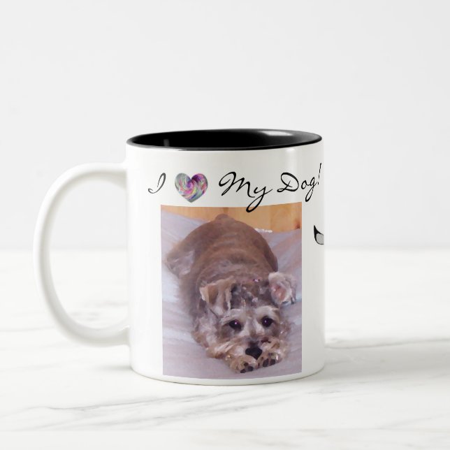 I Heart My Dog! Two-Tone Coffee Mug (Left)