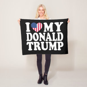 I Heart My Donald Trump For President 2024 Fleece Blanket