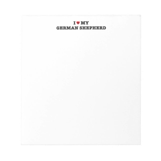 I Heart My German Shepherd Notepad (Front)