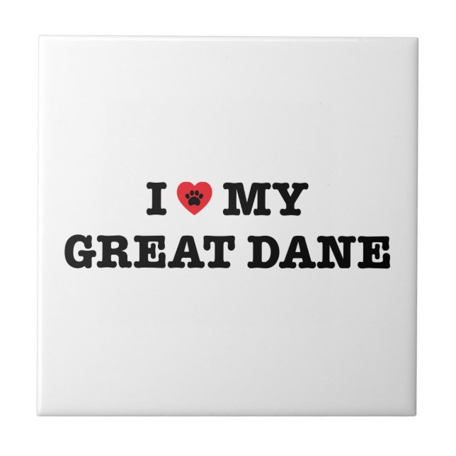 I Heart My Great Dane Ceramic Tile (Front)