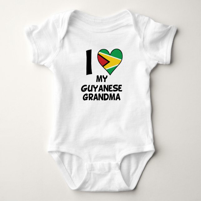 I Heart My Guyanese Grandma Baby Bodysuit (Front)