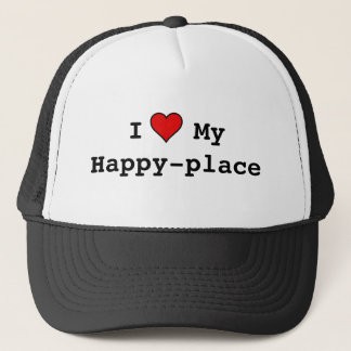 I heart my happy-place trucker hat