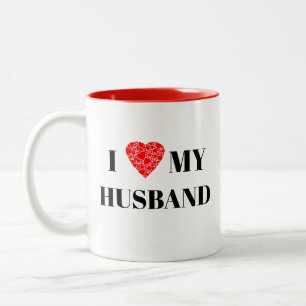 I heart my husband   Gift to personalise Two-Tone Coffee Mug