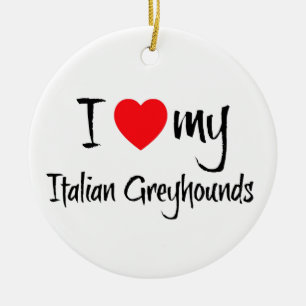 I Heart My Italian Greyhound Dogs Ceramic Tree Decoration