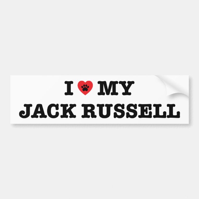 I Heart My Jack Russell Bumper Sticker (Front)