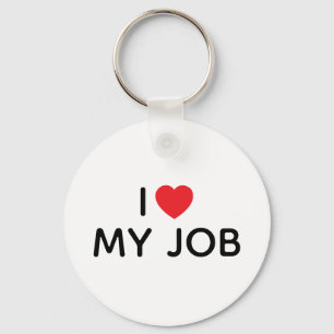I HEART MY JOB BOLD BLACK AND WHITE KEY RING