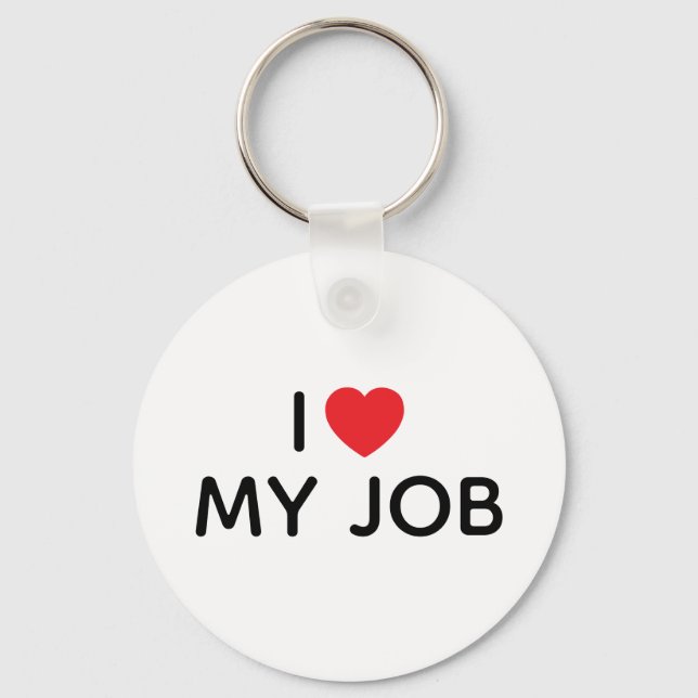 I HEART MY JOB BOLD BLACK AND WHITE KEY RING (Front)